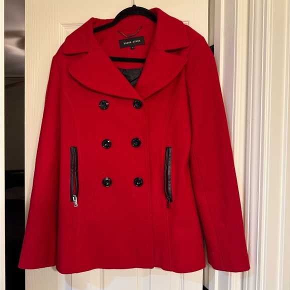 Black Rivet Red Peacoat Size S - Picture 2 of 7